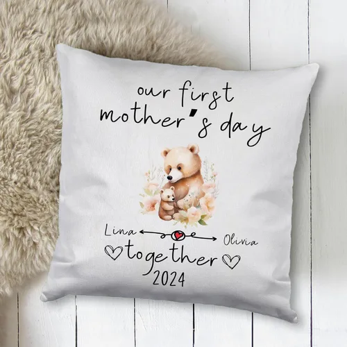 Miniatura 2 de Mother's Day Bear, Personalised Pillow Case Decor for Home, Present for Mom, Grandmother, for Her