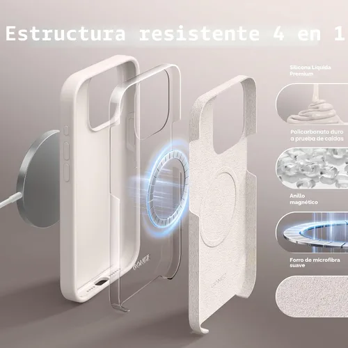 Miniatura 8 de GONEZ Funda de silicona para iPhone 15 Pro Max, compatible con Magsafe, protector de cámara + protector de pantalla, forro de microfibra suave