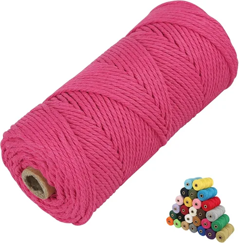 Miniatura 13 de Cordón de algodón para macramé, hilo torcido de 4 capas, cuerda de algodón natural, suministros perfectos de macramé, para hacer soportes colgantes