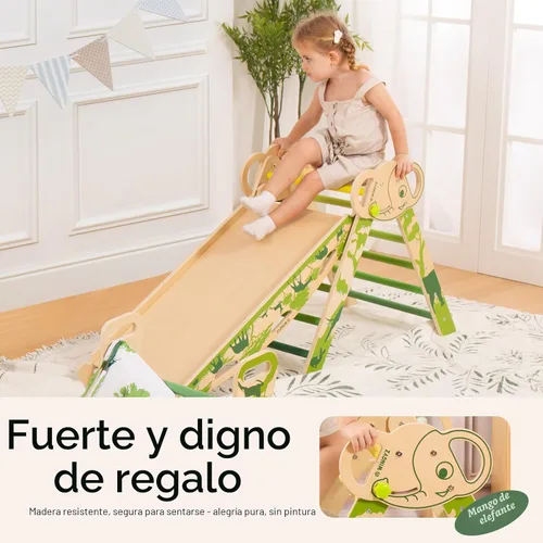 Miniatura 7 de WINGYZ Pikler - Juego de triángulos Montessori plegable 8 en 1 con tobogán reversible de animales, juego de escalada protegido por patente, seguro