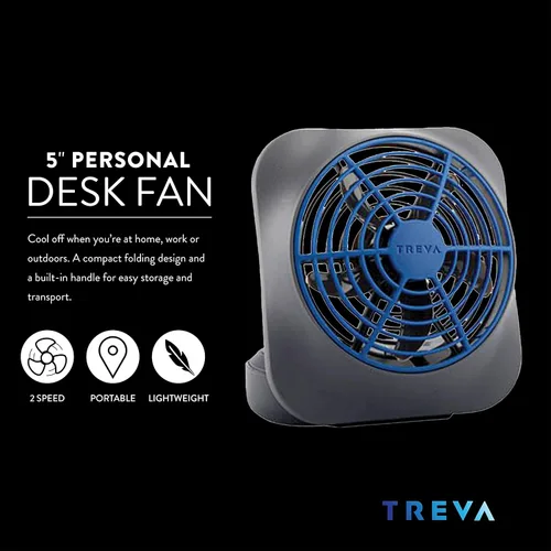 Miniatura 3 de O2COOL - Circulador de aire para escritorio de 5 pulgadas, portátil, con batería FA