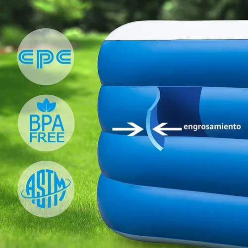 Miniatura 5 de Piscina inflable, piscina familiar inflable de 70 x 55 x 29 pulgadas, fiesta acuática de verano, adultos, al aire libre, jardín, patio trasero