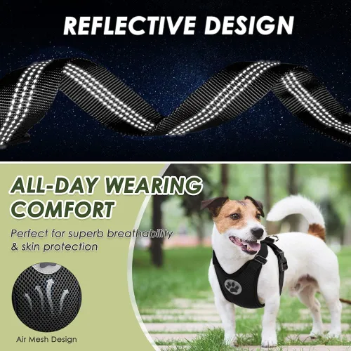Miniatura 9 de SlowTon Arnés de Cinturón de Seguridad para Perro para Coche, Arnés de Coche para Perros Ajustable de Malla Transpirable y Arnés de Cinturón
