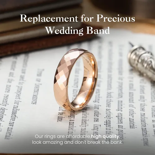 Miniatura 2 de King Will Anillo de boda de carburo de tungsteno para hombres y mujeres, anillo de promesa para pareja de 0.079 pulgadas, 0.176 pulgadas