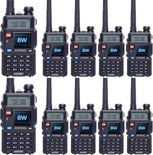 Baofeng UV-5R - Radio bidireccional de doble banda, radioaficionado de mano de largo alcance, walkie talkies, paquete de 10 para adultos, gestión de