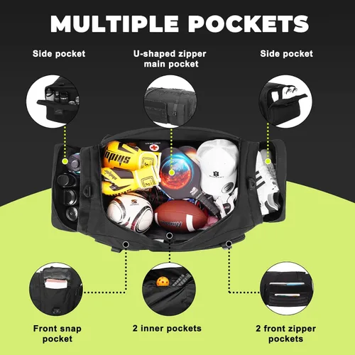 Miniatura 4 de Bolsa de lona extra grande de 36 pulgadas para gimnasio y viajes, 130 L, bolsa de equipo de gran tamaño para baloncesto, béisbol, hockey, fútbol
