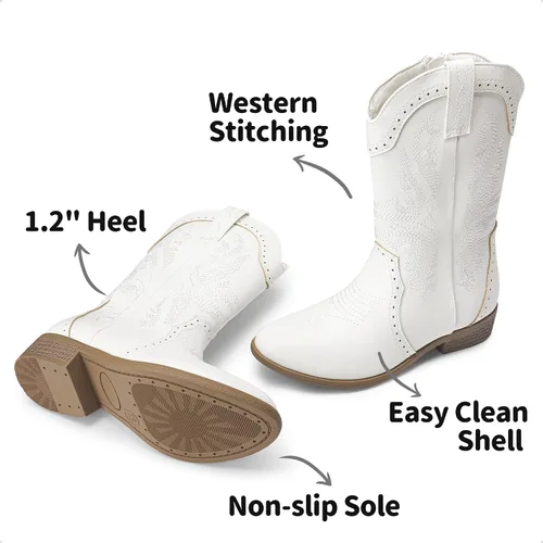 Miniatura 2 de DREAM PAIRS Girls Cowgirl Cowboy Western Boots Mid Calf Riding Shoes