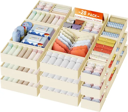 Miniatura 43 de DIMJ Organizador de cajones para ropa, paquete de 6 unidades, organizadores plegables para bebé, organizador de almacenamiento y cómoda
