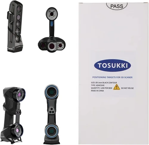 Miniatura 2 de Objetivos de posicionamiento de 0.236 pulgadas con contorno negro para escáner 3D, marcadores de escaneo 3D, puntos/calcomanías, marcadores de punto