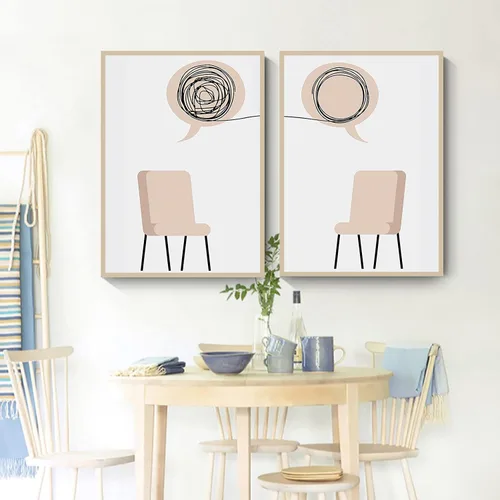 Miniatura 3 de FSZSEES Psicoterapia Consejero Oficina Pintura de Pared para Arte de Europa del Norte Moderno Lienzo Arte de Pared Silla Hablar Ayuda Salud Mental