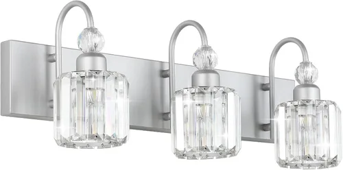 Miniatura 34 de Ralbay - Luces LED modernas de tocador para baño de 5 luces, luces de tocador de cristal sobre espejo, lámparas modernas de tocador para baño