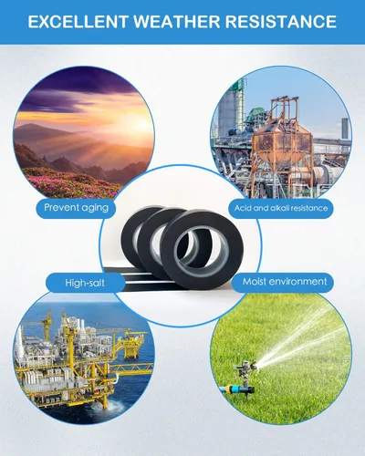 Miniatura 4 de Wapodeai 3 cintas eléctricas, cinta eléctrica negra de alta calidad, ignífuga para interiores y exteriores, resistente a altas temperaturas, 0.62