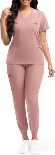 Miniatura 2 de niaahinn Conjunto de uniforme médico de enfermera para mujer, camiseta con cuello en V y pantalones deportivos, uniforme médico, traje para mujer