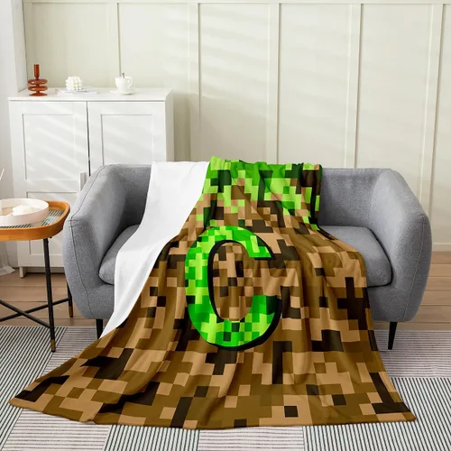 Miniatura 11 de Castle Fairy Manta pixelada de franela de la letra B, manta de forro polar estilo minero, para niños y niñas, niños y adultos, manta mullida