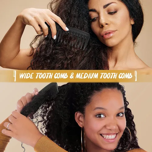Miniatura 2 de Juego de peines profesionales SalonSilk para cabello natural rizado negro para damas