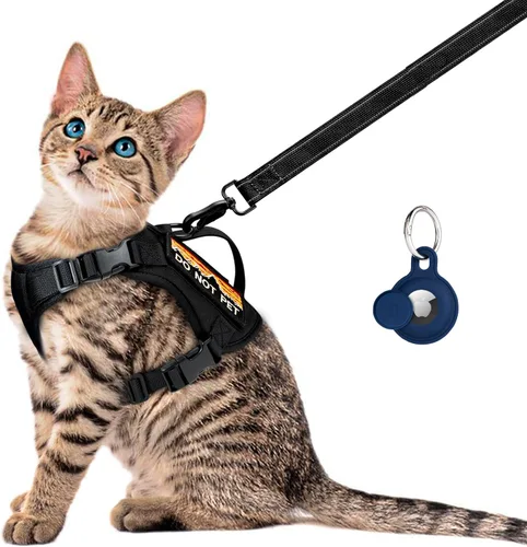 Miniatura 12 de Arnés táctico para caminar, chaleco ajustable a prueba de escapes para gatos grandes, chaleco transpirable de fácil control con asa, parches Molle