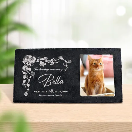 Miniatura 13 de Farfume Piedras conmemorativas personalizadas para mascotas con foto y texto Marcadores personalizados para tumbas para mascotas Lápidas