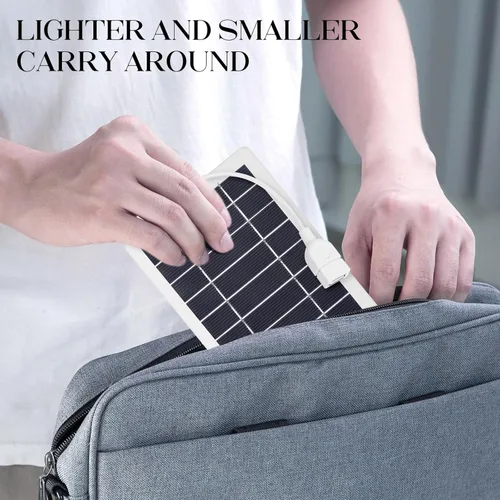 Miniatura 6 de Cargador de panel solar USB de 5 V 5 W, kit de panel solar portátil para cámara, carga de teléfono celular, campamento, senderismo, viajes al aire