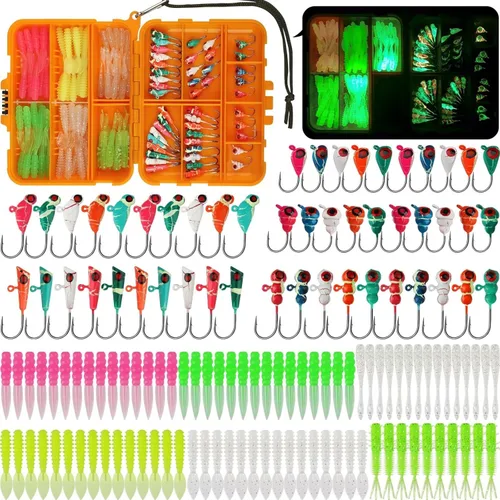 Miniatura 10 de Kit de Pesca Dovesun Señuelos de Pesca en Hielo Plantillas de Pesca en Hielo Señuelos de Pesca en Hielo para Lucios Señuelos de Crappie 135