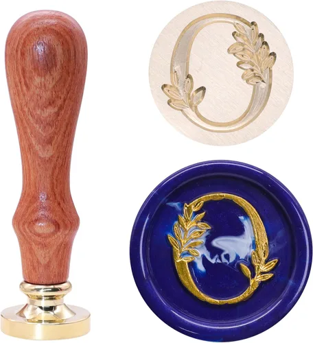 Miniatura 30 de SWANGSA Kit de Sello de Cera con Inicial del Alfabeto H, Sello de Sellado de Letras con Hojas Botánicas Elegantes Vintage con Perlas de Cera