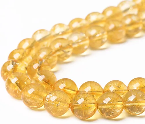 Miniatura 7 de 60 cuentas de citrino natural de 0.236 pulgadas para hacer joyas, piedras preciosas redondas sueltas y collares