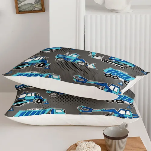 Miniatura 6 de Juego de ropa de cama de coche de dibujos animados para niños, edredón de vehículos de construcción para niños, juego de camión de maquinaria con 1