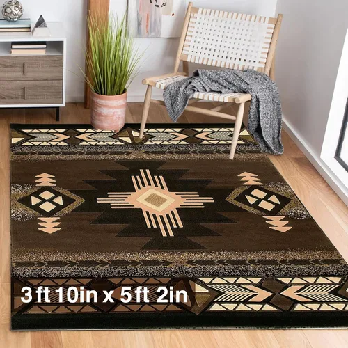 Miniatura 58 de YHSF South West - alfombra estilo nativo americano del suroeste C318 - fácil de limpiar, gruesa, suave, duradera, alfombra inspirada en tribus