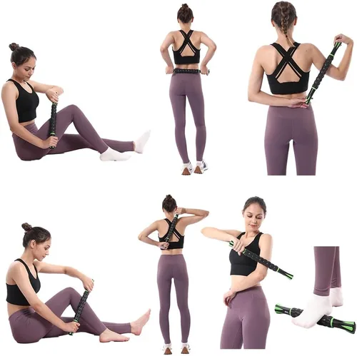 Miniatura 8 de Varilla de rodillo muscular para atletas - Masajeador de fascia de tejido profundo y rodillo para alivio del dolor miofascial - Aparato de Verde