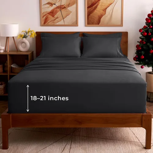 Miniatura 40 de Mellanni Juego de Sábanas Split King - Colección Icónica de 7 Piezas para Ropa de Cama, (Incluye 4 Fundas de Almohada), Bolsillo Profundo de 16 1394