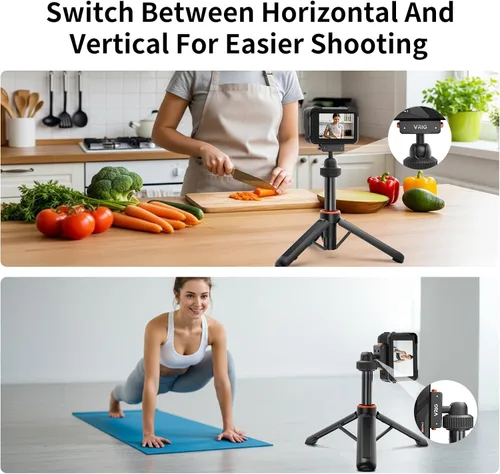 Miniatura 7 de VRIG 15.9" X5 Extended Mini cámara trípode para Insta360 Ace Pro2,360 portátil magnético liberación rápida Selfie Sticks mango agarre Vlog Monopod