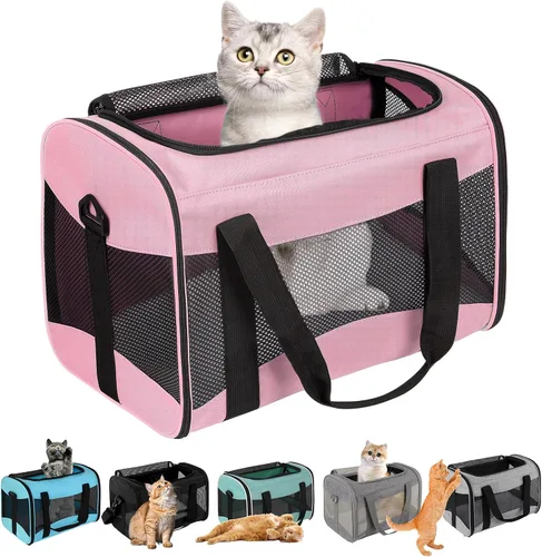 Miniatura 4 de Estuche de transporte para gatos, aprobado por aerolíneas, portátil y transpirable, transportador de viaje para mascotas, almohadilla de forro polar