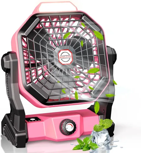 Miniatura 13 de JINLICTE Ventilador de Camping con Linterna LED, 20000 mAh, 9 Pulgadas, Ventilador Portátil Recargable con Batería, con Velocidad Variable y Negro
