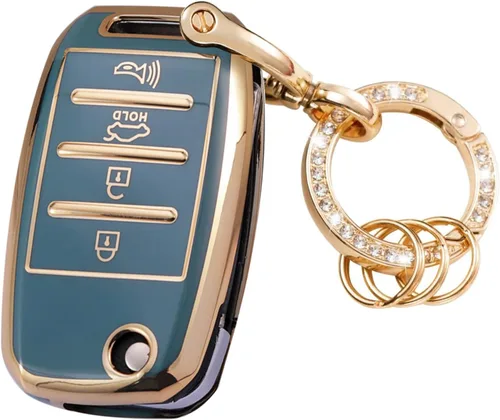 Miniatura 8 de para Kia Funda para Llavero de TPU Suave 3 4 Botones Protección Funda para Llave de Coche Carcasa, Azul, Azul