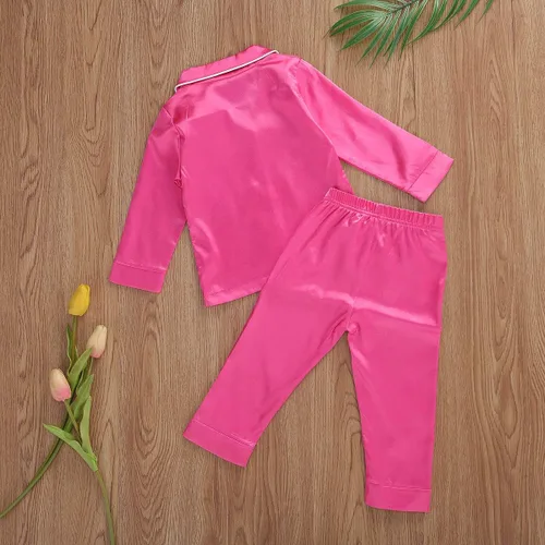 Miniatura 125 de Conjunto de pijama de manga larga con botones para niña pequeña, conjunto de ropa de dormir