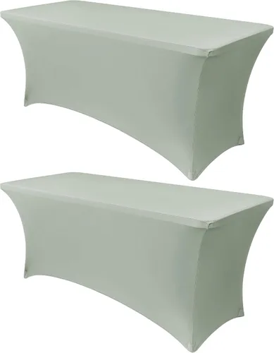 Miniatura 54 de Obstal Funda de mesa de elastano elástica de 4 pies para mesas plegables estándar, paquete de 2 manteles rectangulares universales ajustables