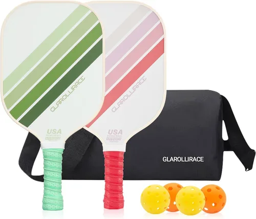 Miniatura 9 de Juego de 2 palas de pickleball 4 raquetas de pickleball, juego de pickleball aprobado por USAPA, superficie de fibra de vidrio fibra de carbono
