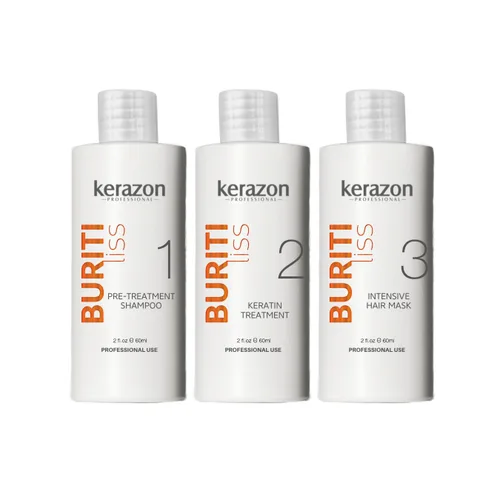 Miniatura 9 de Tratamiento de Keratina Brasilera 34 fl. oz/1 L Importado KIT con bombas Buriti Liss de KERAZON Profesional