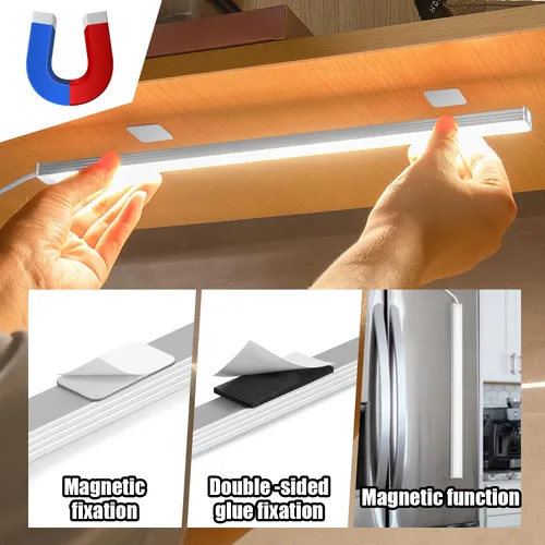 Miniatura 4 de GLVSAE Luces para debajo del gabinete, barra de luz enchufable de 12 pulgadas, luz LED de armario, luz blanca fría de 6000 K, barra de luz regulable