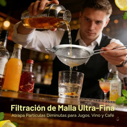 Miniatura 4 de Anaeat Coladores de malla fina – Colador de acero inoxidable de alta calidad, con malla duradera y mango resistente, excelente para tamizar