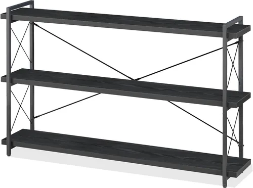 Miniatura 14 de HCHQHS Estantería Pequeña, Estantería Industrial Ajustable de 3 Niveles, Estantería Abierta Rústica, Estanterías Horizontales de Madera y Metal