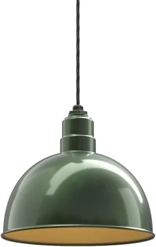 Miniatura 66 de Steel Lighting Co. Colgante de cuenco rosa Lámpara montada en el techo Cúpula de 15 pulgadas vástago de 12 pulgadas Estilo granero de acero