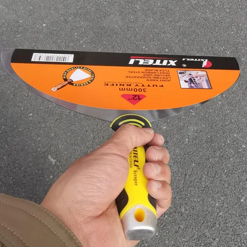 Miniatura 7 de Rascador de masilla grande de acero inoxidable de 12 pulgadas con mango ergonómico de plástico para pegar pintura, pared, piso, azulejos