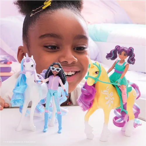Miniatura 5 de Unicorn Academy Juego de jinete y unicornio – Aprox. 4.7 in, la popular serie Netflix, con 2 accesorios y pincel para juegos de rol creativos