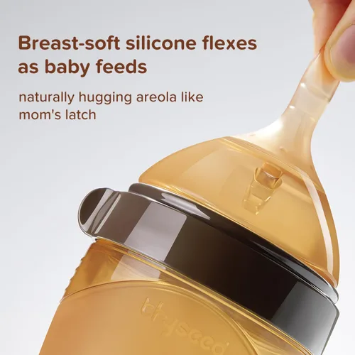 Miniatura 12 de Thyseed Biberón de silicona natural con forma de seno con tetina (0-3 meses), 8 oz, 1 paquete Silicona 0-3 meses sin asa Paquete de 1