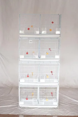 Miniatura 2 de Seny Juego de 4 Jaulas Apilables para Cría de Pájaros para Canarios, Pinzones y Aves Pequeñas (Blanco)