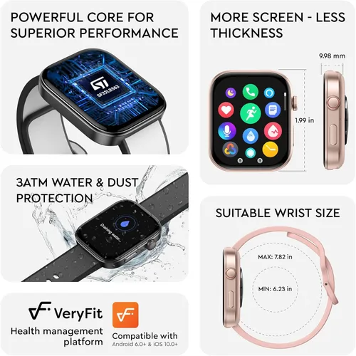 Miniatura 7 de OCTANDRA Beyond VeryFit - Reloj inteligente para hombres y mujeres, pantalla AMOLED de 1.99 pulgadas, voz AI, 3ATM, reloj de seguimiento