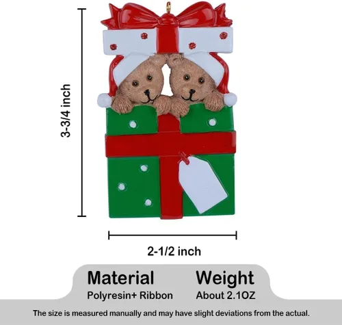 Miniatura 4 de Adornos de Navidad familiares personalizados 2023 – Adorno de Navidad de familia de 2 osos – Decoración de árbol de caja de regalo de oso