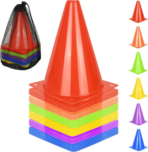 Miniatura 14 de PXZBLG 12/24/50 conos de fútbol, conos de fútbol de 17 cm, conos de tráfico de plástico, conos de entrenamiento para baloncesto, fútbol y patinaje