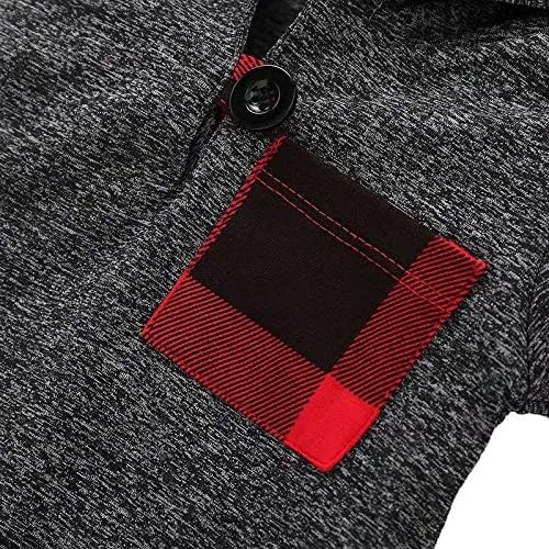 Miniatura 5 de Conjunto de 2 piezas de ropa para bebé y niña, de manga larga, con bolsillo a cuadros, con capucha y pantalones