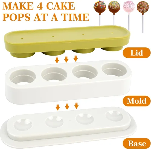 Miniatura 2 de Kit de 301 moldes redondos para tartas, 4 cavidades circulares para hacer pasteles, cortador de prensa y empujador, palitos y envoltorios, lazos